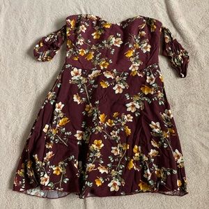 Maroon off the shoulder flower dress Windsor small